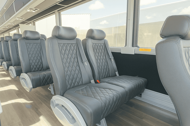 interior of Baltimore Coach Bus Service charter bus
